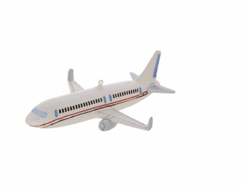 Robert Stanley White Airplane Glass Christmas Ornament New with Tag