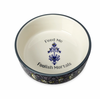 Disney Parks The Haunted Mansion Feed Me Foolish Mortals Ceramic Pet Bowl New