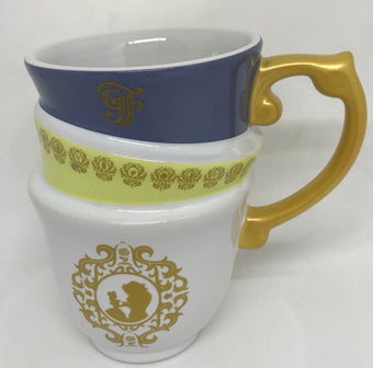 Disney Parks Beauty and the Beast Grand Floridian Triple Stack Coffee Mug New