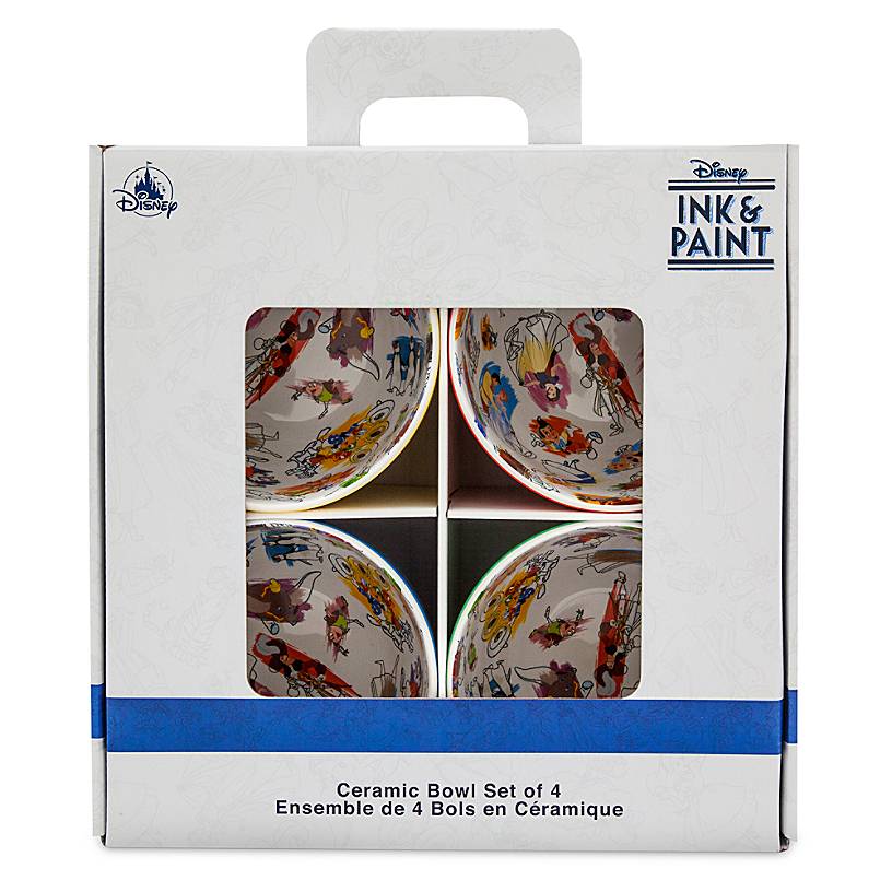 Disney Parks Ink & Paint Ceramic Bowl Set of 4 New with Box