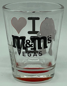 M&M's World I Love Las Vegas Clear Shot Glass New