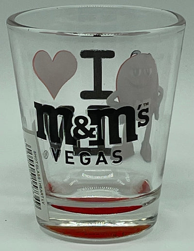 M&M's World I Love Las Vegas Clear Shot Glass New