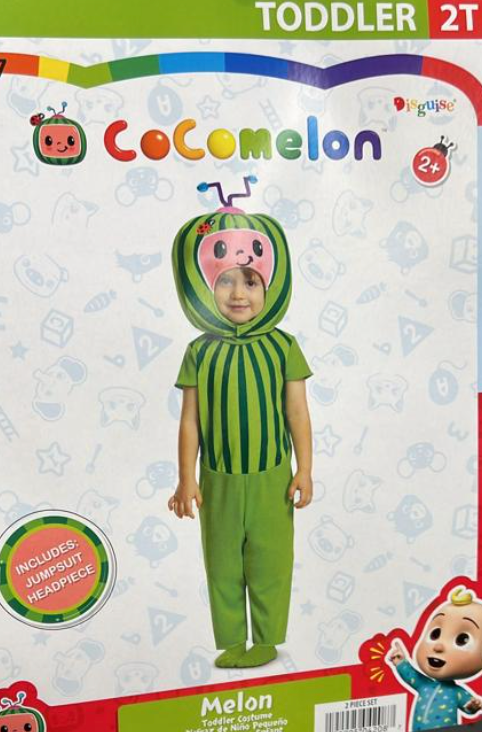 Cocomelon Watermelon Headpiece – Offizielles Kostüm Für Kleinkinder – Größe Small (2T) – Reißverschluss