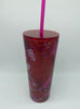 Starbucks Holiday Christmas 2021 Pink Red Poinsettia Metal Cold Tumbler 16oz New