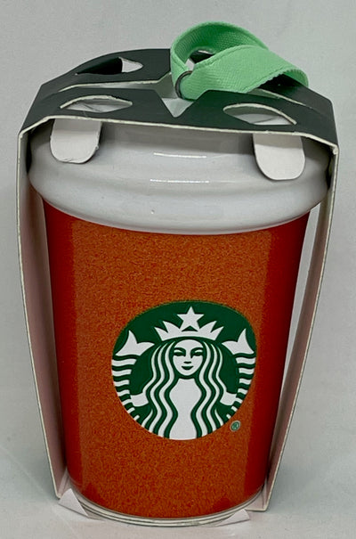 Starbucks 2020 Red Glitter Tumbler Ceramic Christmas Ornament New with Tag