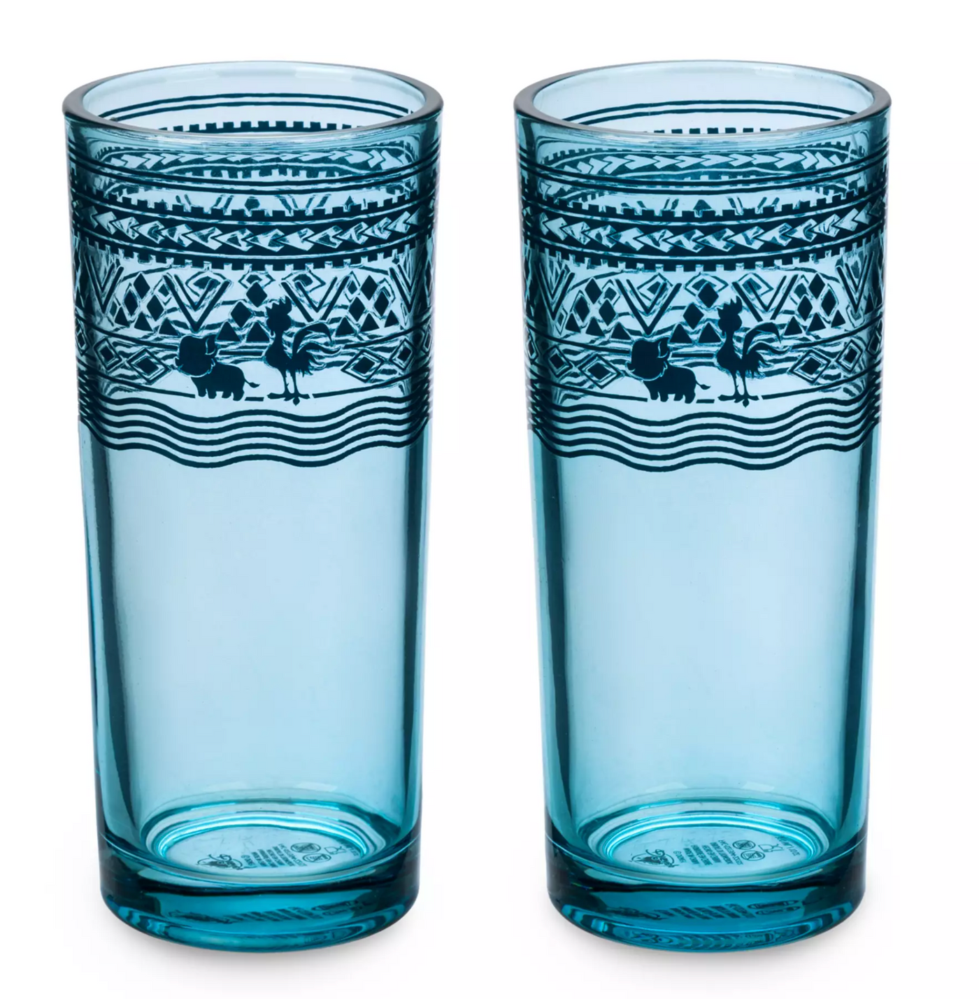 Disney Parks Moana Spotlight Pua Hei Hei Tall Glass Tumbler Set of 2 New