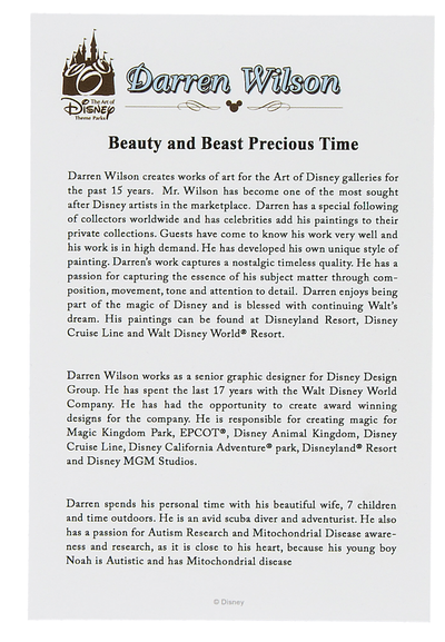 Disney Parks Beauty And The Beast Precious Time by Wilson Deluxe Print New