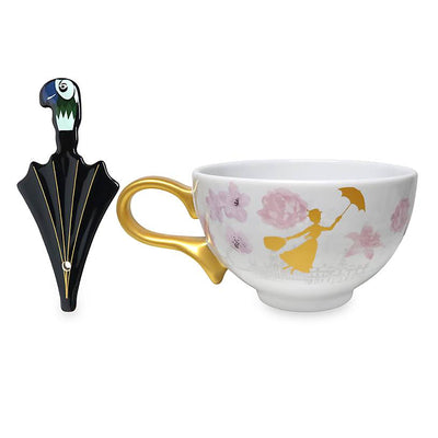 Disney Mary Poppins Teacup and Parrot Umbrella Spoon Set New