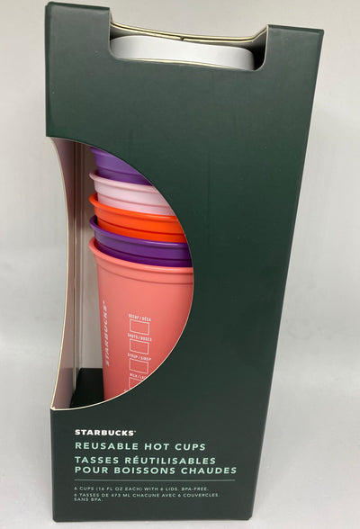 Starbucks Valentine 2021 Lips Hearts Reusable Hot Cups Set of 6 New with Box