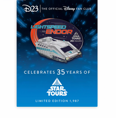 Disney D23 Exclusive Star Tours 35th Lightspeed to Endor Pin Limited New Card