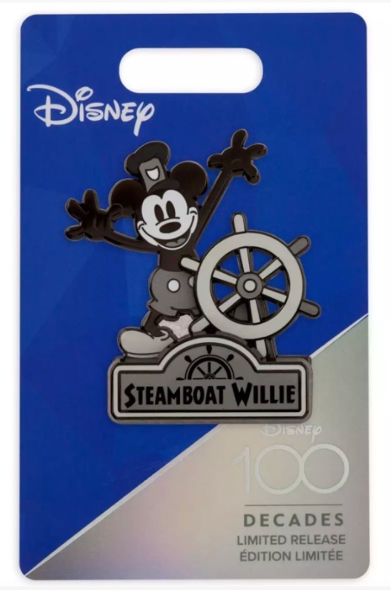 Disney Parks Mickey Mouse Steamboat Willie Disney 100 Decades Pin New with Tag