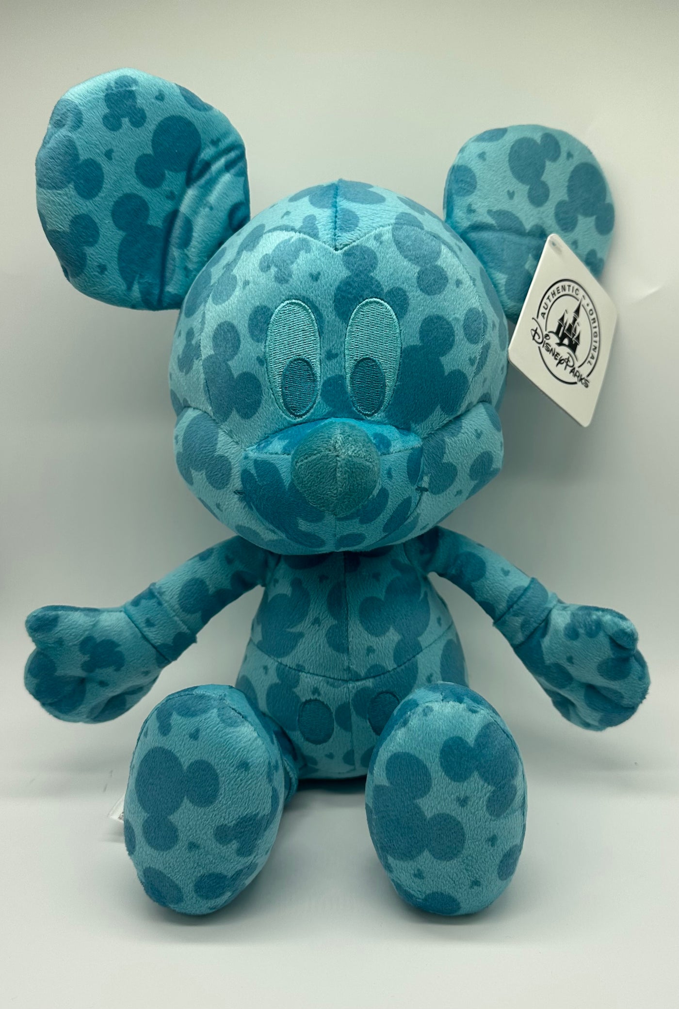 Disney Parks Authentic Blue Mickey Icon Print Bendable Plush New With Tag