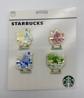 Disney Starbucks Pin Set Parks Icons Animal Magic Hollywood Epcot New with Card