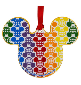 Disney Parks Rainbow Mickey Icon Disc Christmas Ornament New with Tags