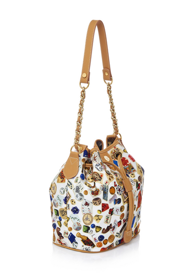 Casablanca Life is a Game White Bucket Bag Made in Italy by Divo Diva New
