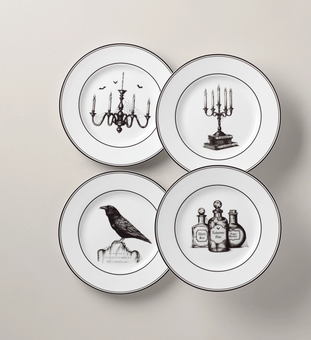 Lenox Halloween Vintage 4 Porcelain Dessert Plate Set New with Box