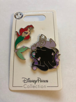Disney Parks Princess Ursula and Ariel Pin Set New with Card
