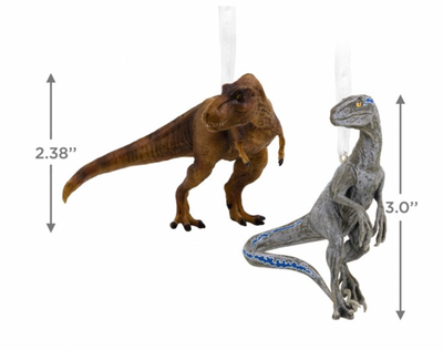 Hallmark Jurassic World T-Rex and Blue the Velociraptor Christmas Ornament New