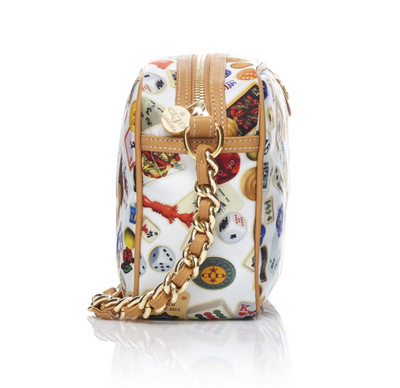 Las Vegas Life is a Game White Bag Crossbody Made in Italy Divo Diva New