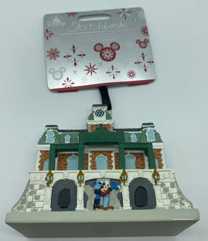 Disney Magic Kingdom Train Station Sketchbook Christmas Ornament New with Tag