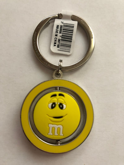 M&M's World Yellow Character Big Face PVC Spinning Keychain New with Tag
