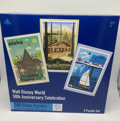 Disney Walt Disney World 50th Anniversary Celebration 3 x 500 Pieces Puzzle New