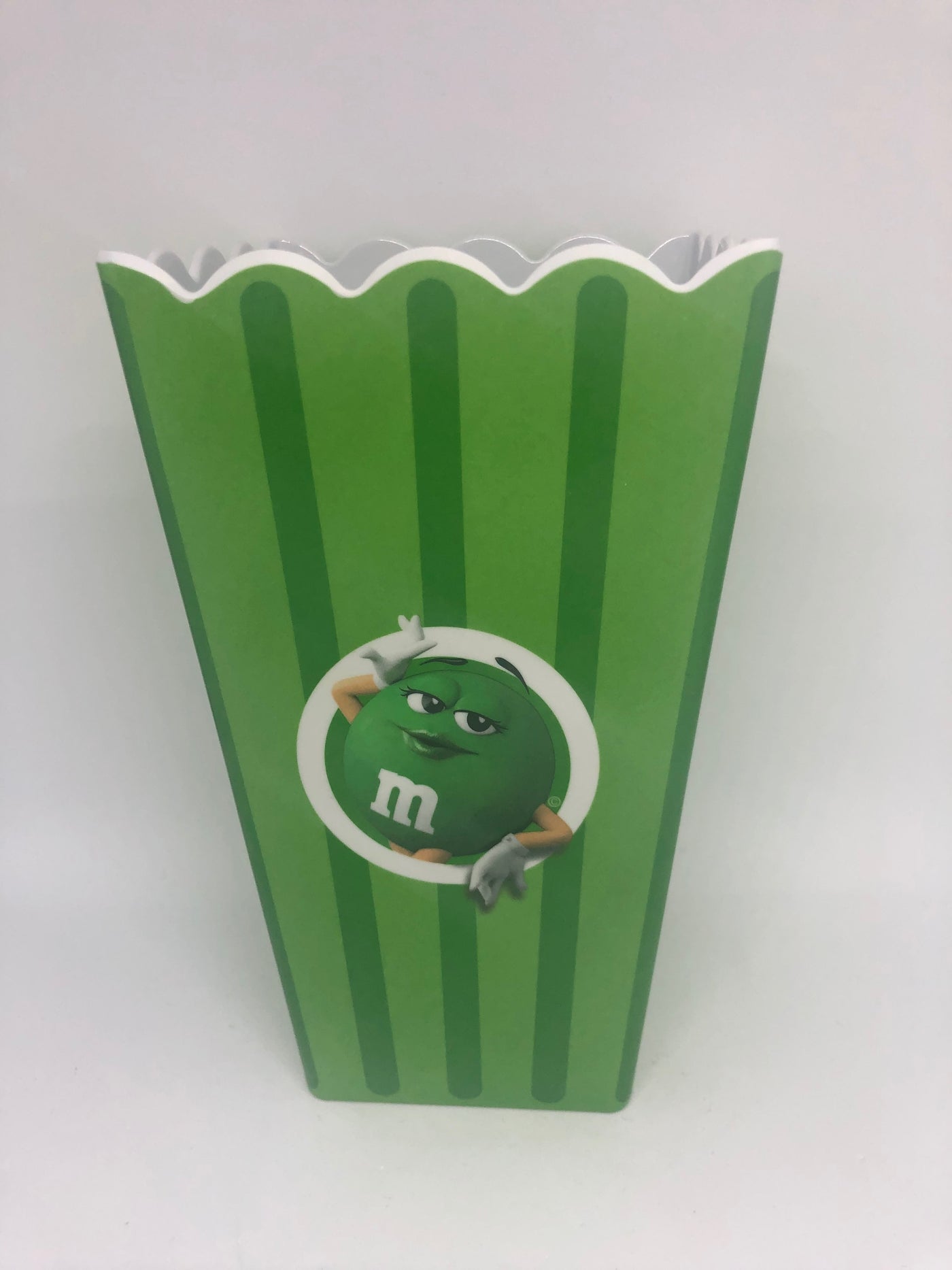 M&M's World Green Popcorn Container New