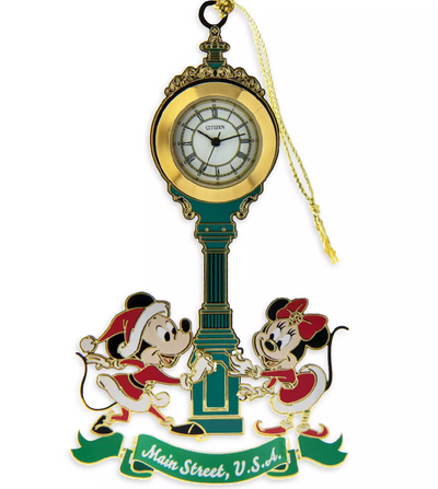 Disney Santa Mickey and Minnie Citizen Clock Christmas Ornament New with Tag