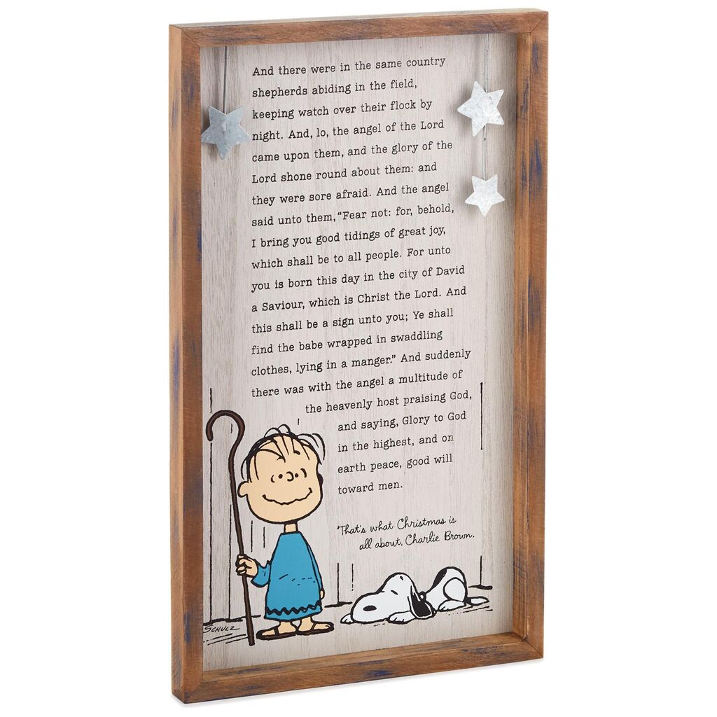 Hallmark Peanuts Linus' Christmas Speech Wood Sign New