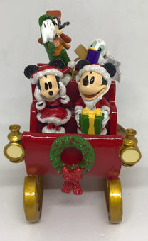 Disney Parks Mickey Minnie Goofy Donald Santa Sleigh Ornament New
