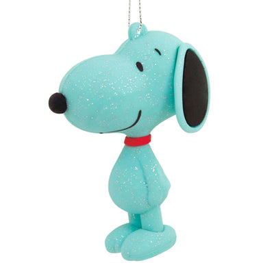 Hallmark Peanuts Snoopy Aqua Blue Glitter Ornament New With Tag