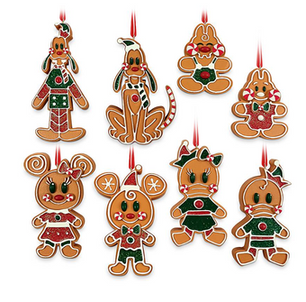 Disney Parks Holiday Mickey Friends Gingerbread Men Cookie Ornament Set New Box