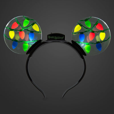Disney Parks Mickey Mouse Ears Holiday Light-Up Headband New