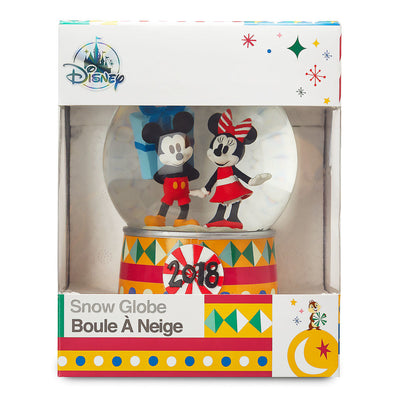 Disney Store Mickey and Minnie Mouse Christmas Holiday Snowglobe 2018 New