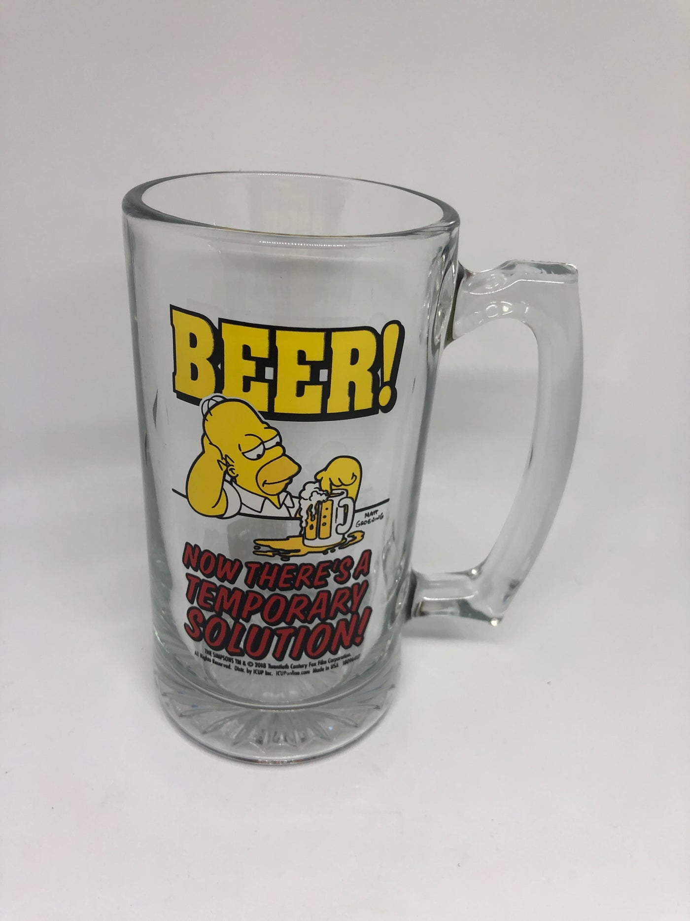 Universal The Simpsons Homer Beer Now There's a Temporary Solution Glass New