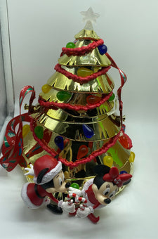Disney Parks 50th Mickey Minnie Christmas Tree Light Up Gold Popcorn Bucket New