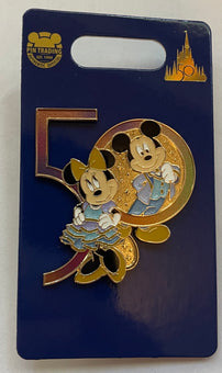Disney Walt Disney World 50th Anniversary Mickey Minnie Pin New with Card
