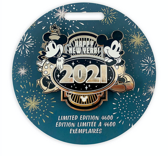 Disney Mickey and Minnie Happy New Year 2021 Limited Edition Pin New with Card