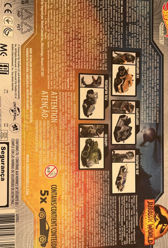 Hot wheels jurassic world character cars 5 pack discount