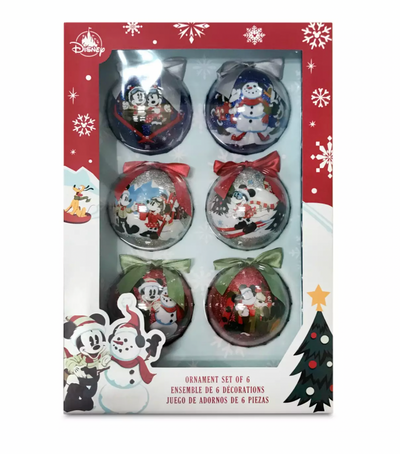Disney Walt's Holiday Lodge Mickey Friends Christmas Ball Ornament Set New w Box