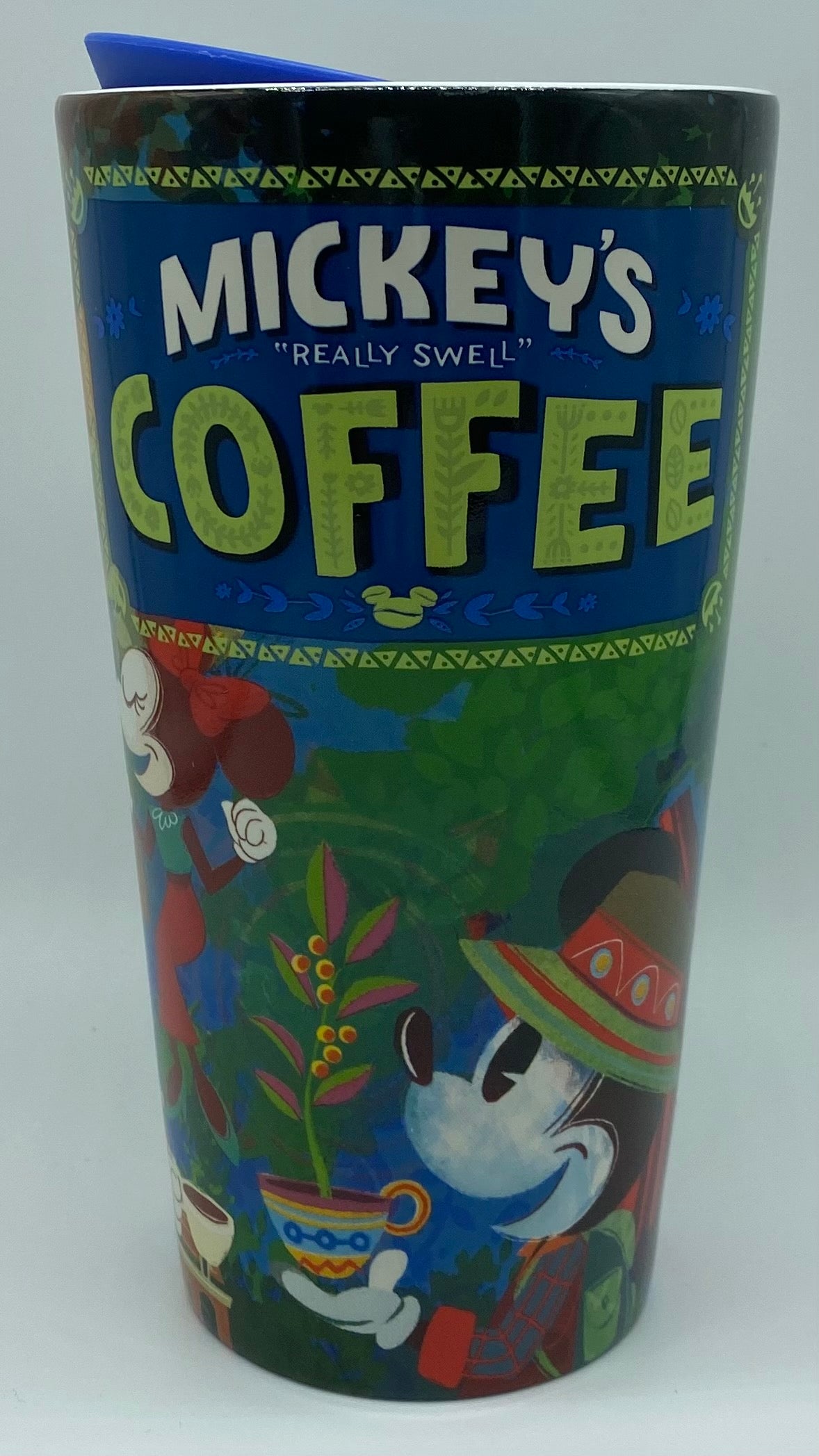Disney Mickey's Really Swell Coffee Mickey and Minnie Ceramic Tumbler 11oz New