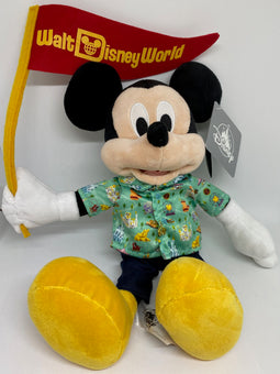 Disney Parks Life Mickey Mouse with Flag Plush New with Tag