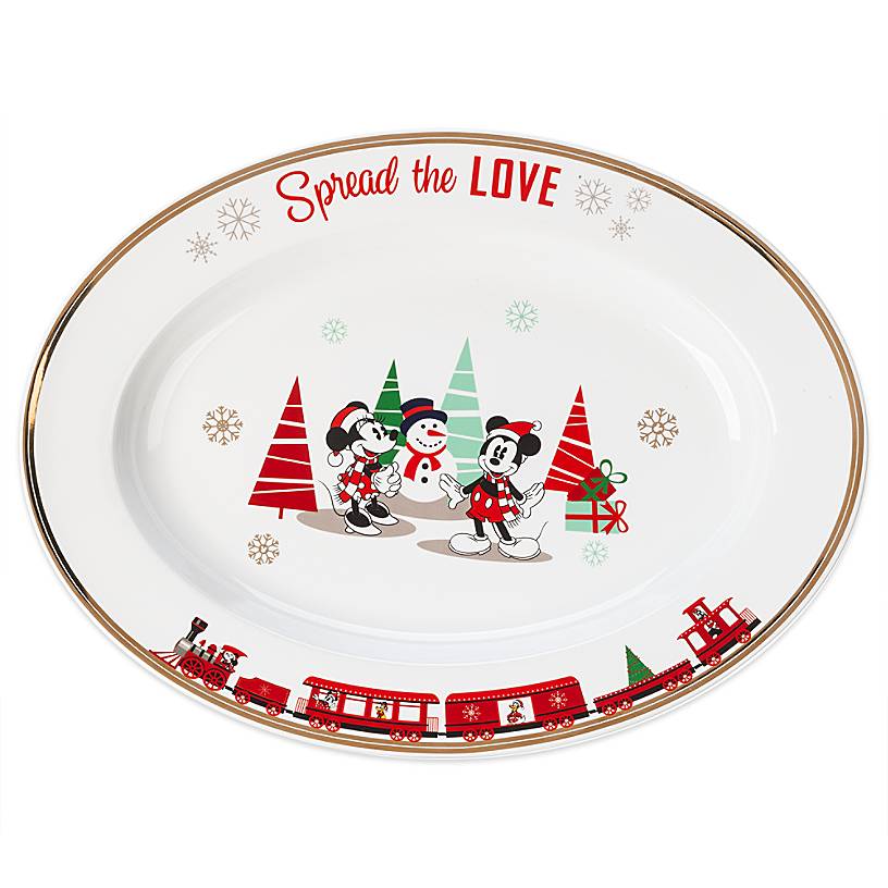 Disney Store Mickey and Minnie Mouse Holiday Serving Dish New