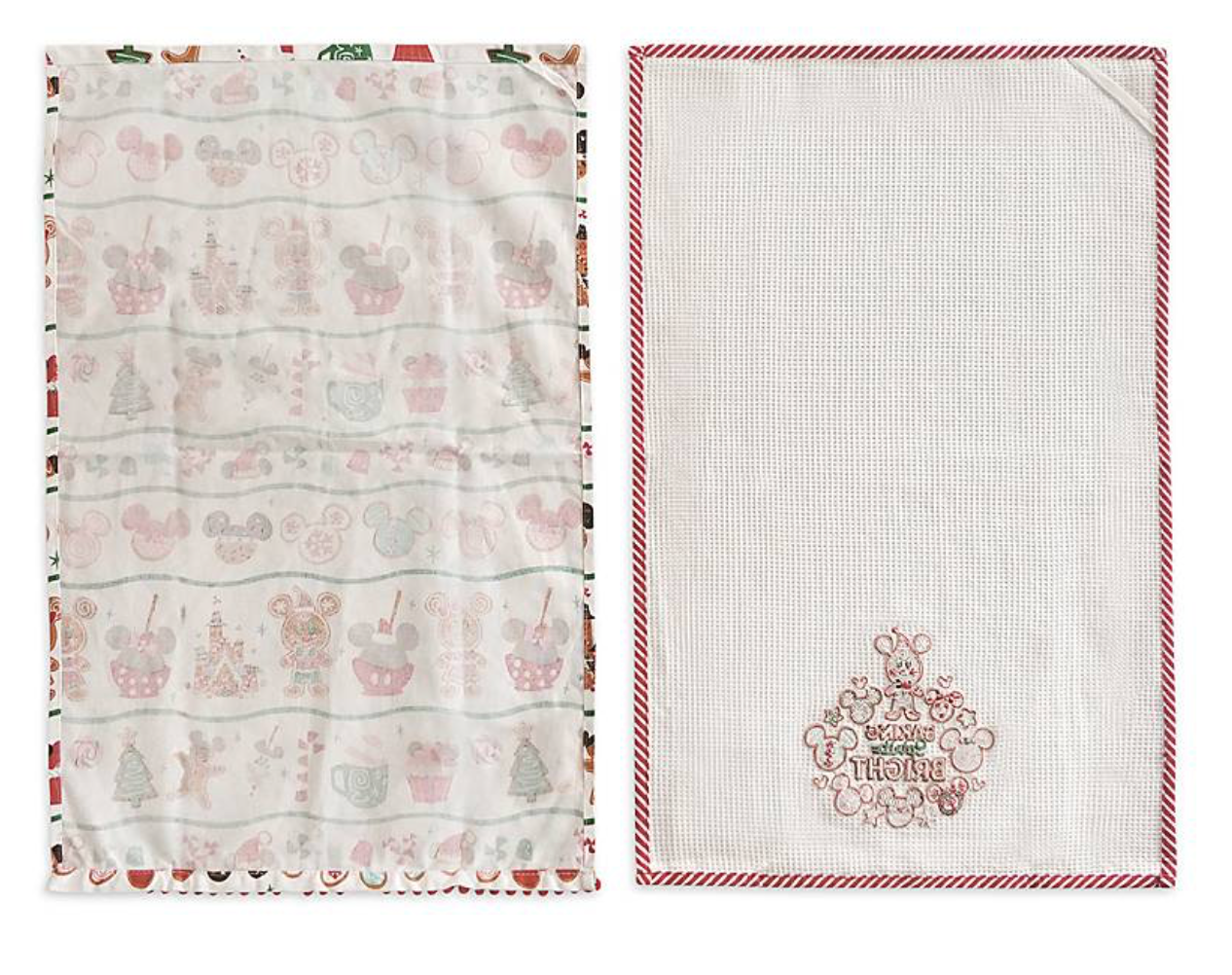 Disney Mickey Minnie Gingerbread Holiday Dish Towel Set New with Tag