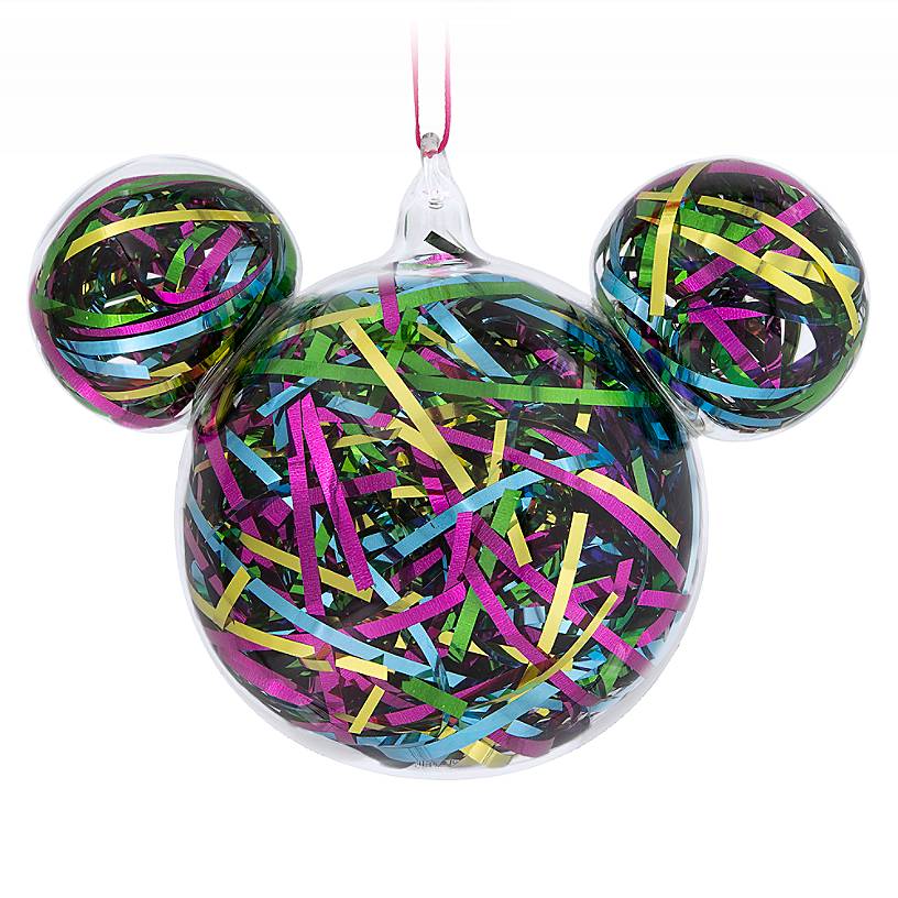 Disney Parks Mid-Century Brights Mickey Icon Ribbon Christmas Ornament New Tag