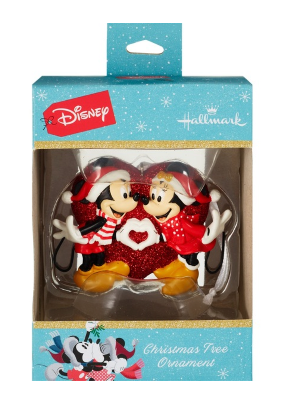 Hallmark Disney Minnie Mickey Love Santa Hat Christmas Tree Ornament New w Box