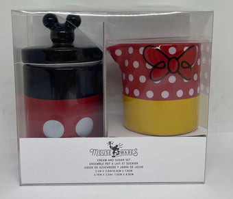 Disney Parks Mouse Wares Mickey and Minnie Cream and Sugar Set New with Box