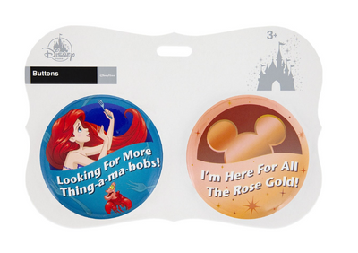 Disney Parks Ariel I'm Here for ... Thing-a-ma-bobs! Button Set New with Card
