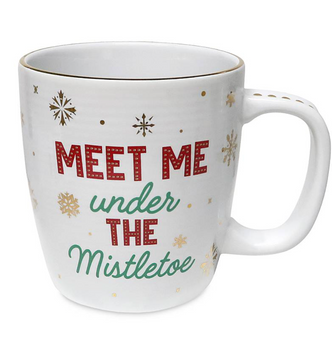 Disney Holiday Mickey and Minnie Meet Me Under the Mistletoe Coffee Mug New