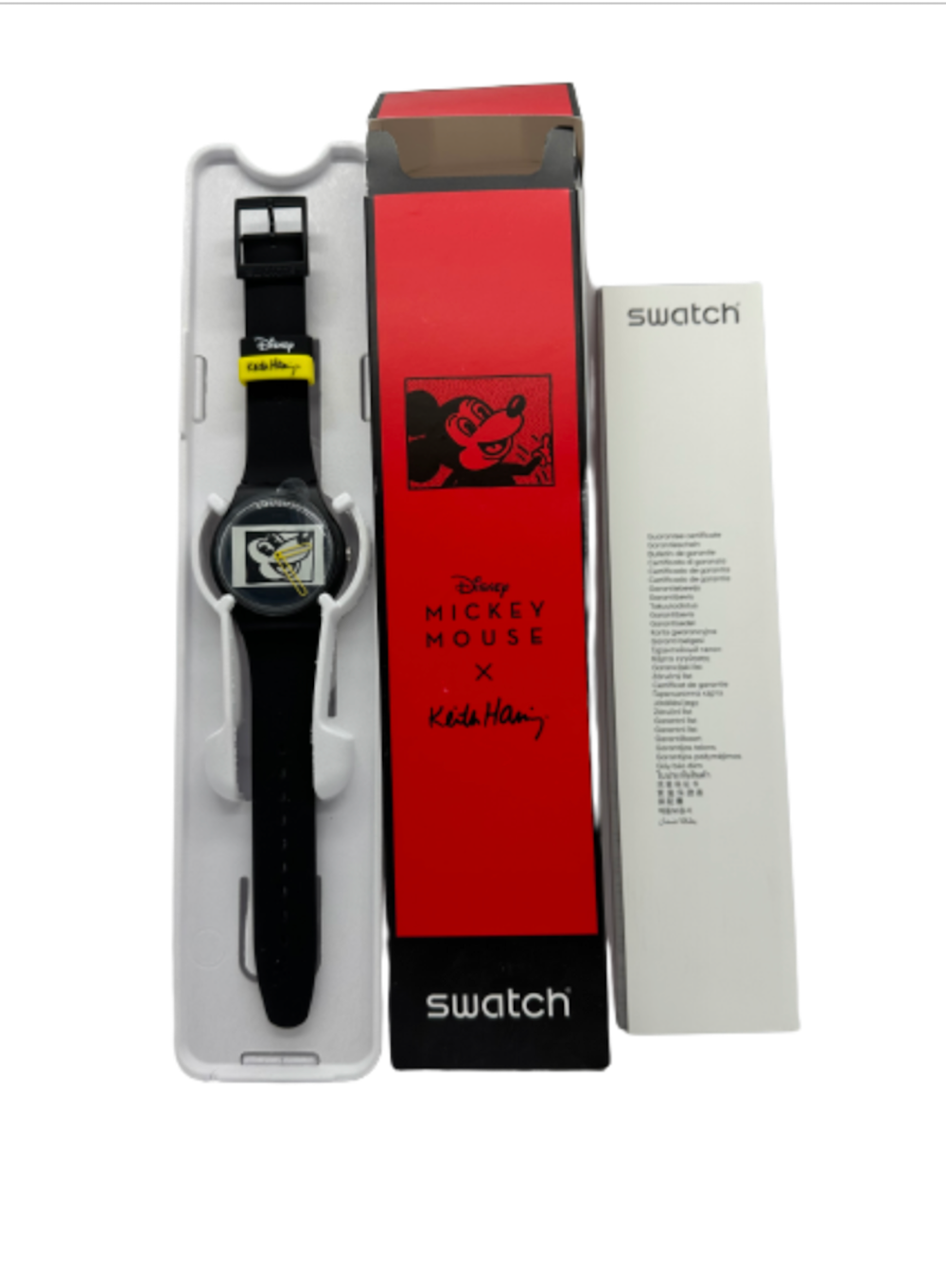 Swatch Disney Keith Haring Blanc Sur Noir Mickey Watch Limited Edition New w Box
